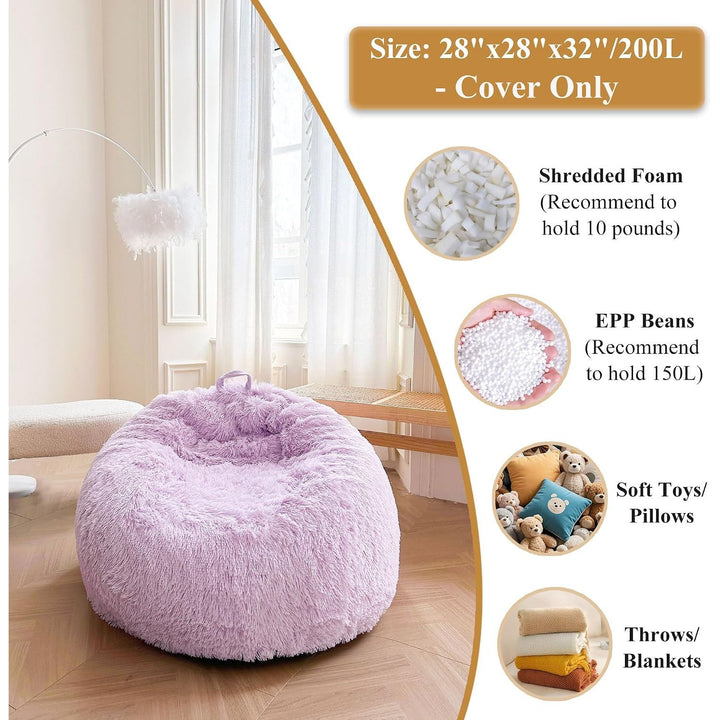 Lavender Kids' Plush Faux Fur Bean Bag Cover, 28 × 28 × 32 in (No Filler) - Just Closeouts Canada Inc.X004LDN2V7