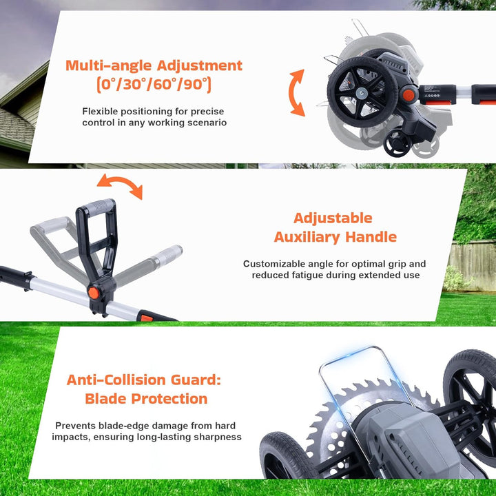 Lawn Edger, 7.9 - in Blade Battery Powered Cordless Edger, 2x21V 4.0Ah Batteries & Charger, Adjustable Angle & Handle, Digital Display & Safety Lock - Ideal for Lawns, Sidewalk, Garden Edging (ORANGE) - Just Closeouts Canada Inc.