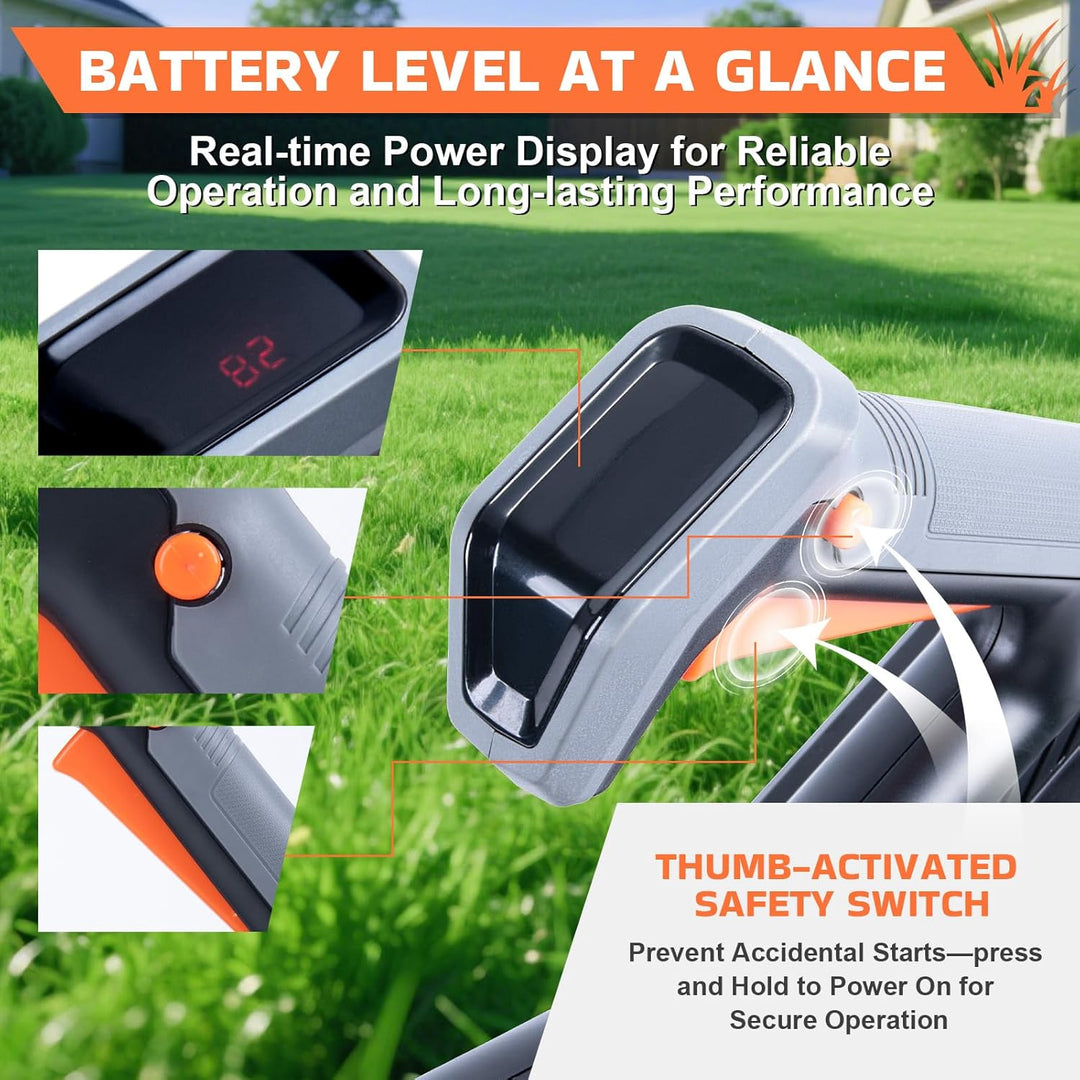 Lawn Edger, 7.9 - in Blade Battery Powered Cordless Edger, 2x21V 4.0Ah Batteries & Charger, Adjustable Angle & Handle, Digital Display & Safety Lock - Ideal for Lawns, Sidewalk, Garden Edging (ORANGE) - Just Closeouts Canada Inc.