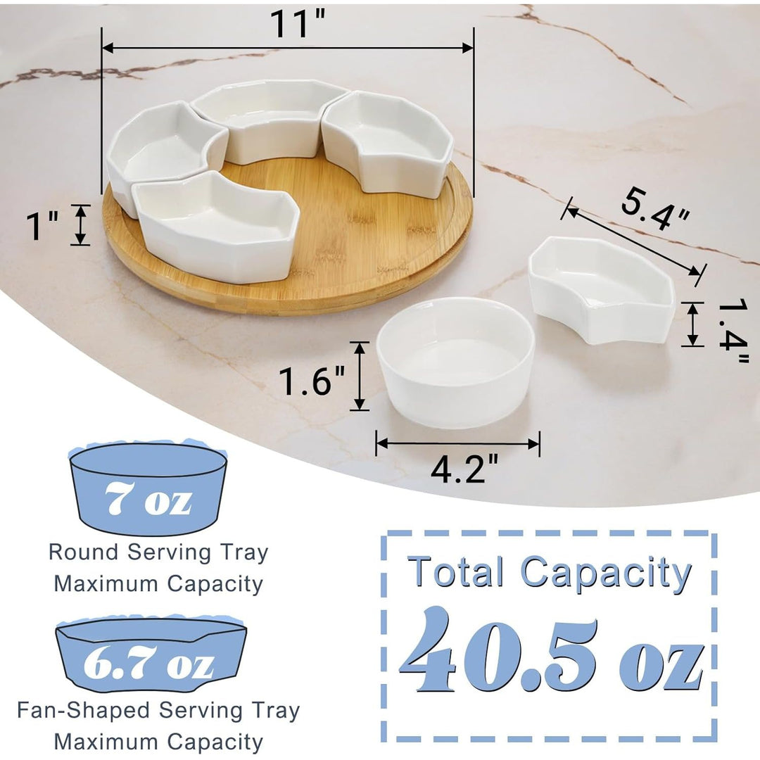 Lazy Susan Serving Tray, Porcelain 360° Rotatable Serving Tray and Platters, 11'' Removable Divided Serving Dishes, Party Relish Bowl for Chip, Dip, Veggies, Candy and Snack, Cheese, 7 Pieces - Just Closeouts Canada Inc.X003AM86CP