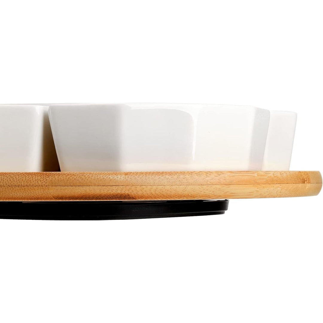 Lazy Susan Serving Tray, Porcelain 360° Rotatable Serving Tray and Platters, 11'' Removable Divided Serving Dishes, Party Relish Bowl for Chip, Dip, Veggies, Candy and Snack, Cheese, 7 Pieces - Just Closeouts Canada Inc.X003AM86CP