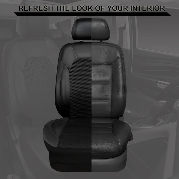 Leather and 3D Air Mesh Universal Fit Car Seat Covers, for Sedans, Trucks, Suvs, Airbag Compatible, Zipper Design and Reserved Opening Holes for Headrest(Full Set, Black and Black) - Just Closeouts Canada Inc.