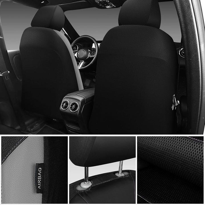 Leather Car Seat Covers Front Seats only, with Air Mesh Front Seat Covers Breathable, Cool Automotive Seat Covers 2 Pack, Universal Fit Most Cars,SUV,Truck,Van Airbag Compatible(Black Gray) - Just Closeouts Canada Inc.