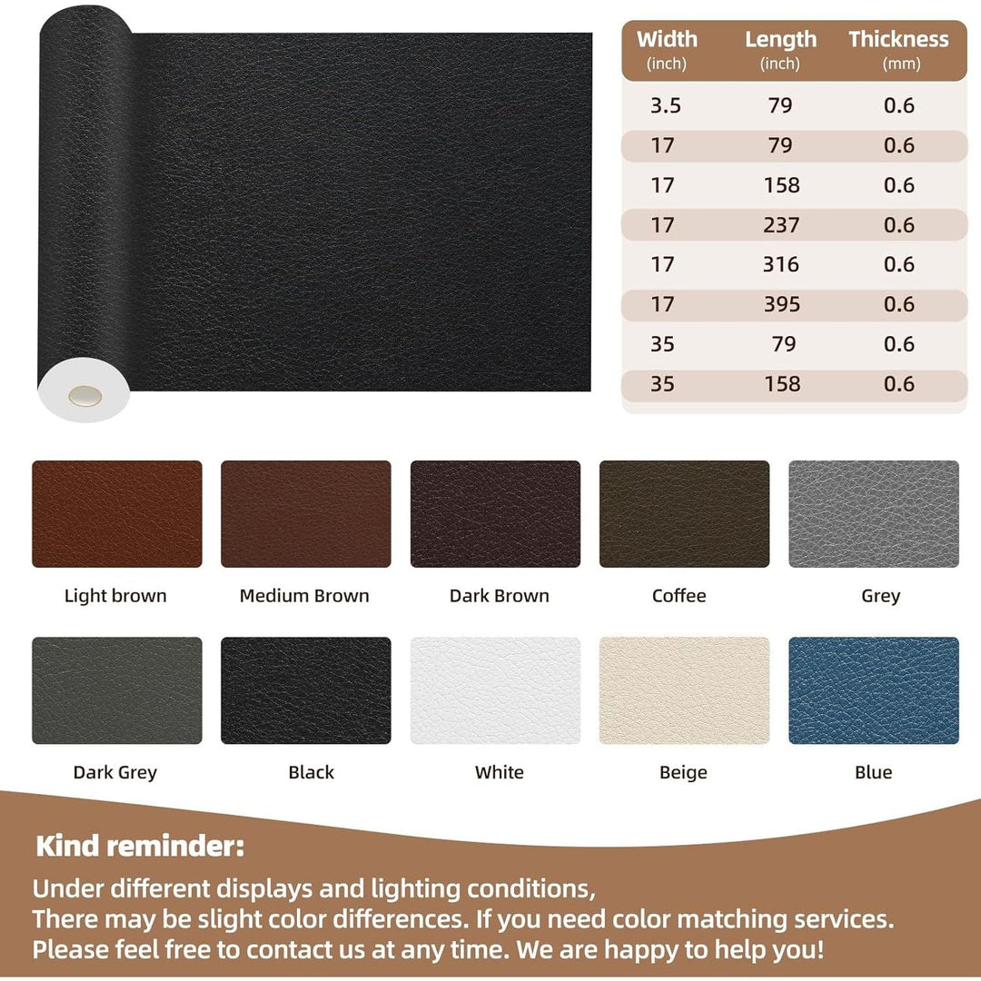 Leather Repair Kit, 17X79 inch Self Adhesive Leather Patch Waterproof, DIY Large Vinyl Patches for Couches, Furniture, Kitchen Cabinets, Wall （Coffee, 17X79 inch） - Just Closeouts Canada Inc.