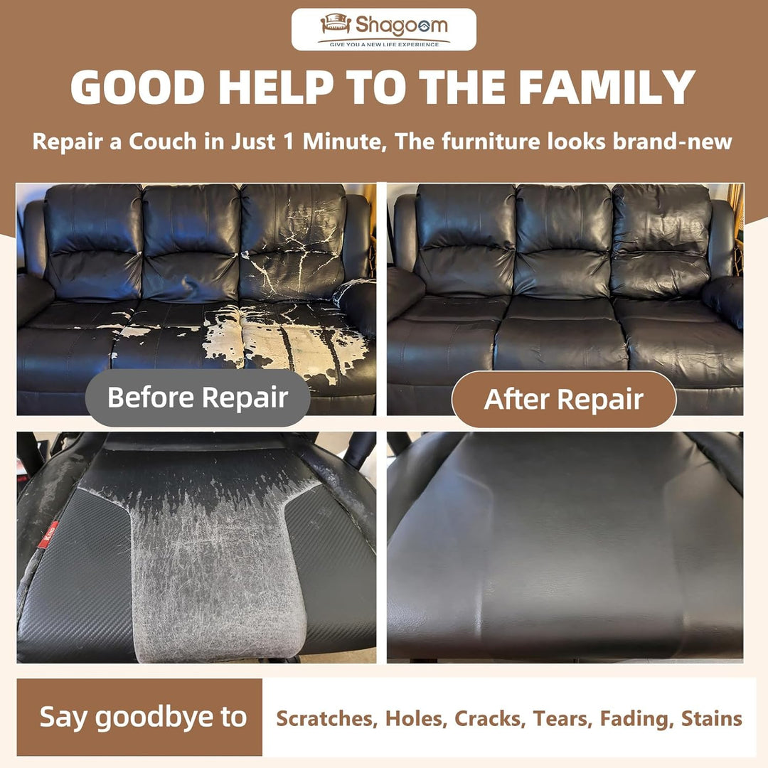 Leather Repair Kit, 17X79 inch Self Adhesive Leather Patch Waterproof, DIY Large Vinyl Patches for Couches, Furniture, Kitchen Cabinets, Wall （Dark Brown, 17X79 inch） - Just Closeouts Canada Inc.
