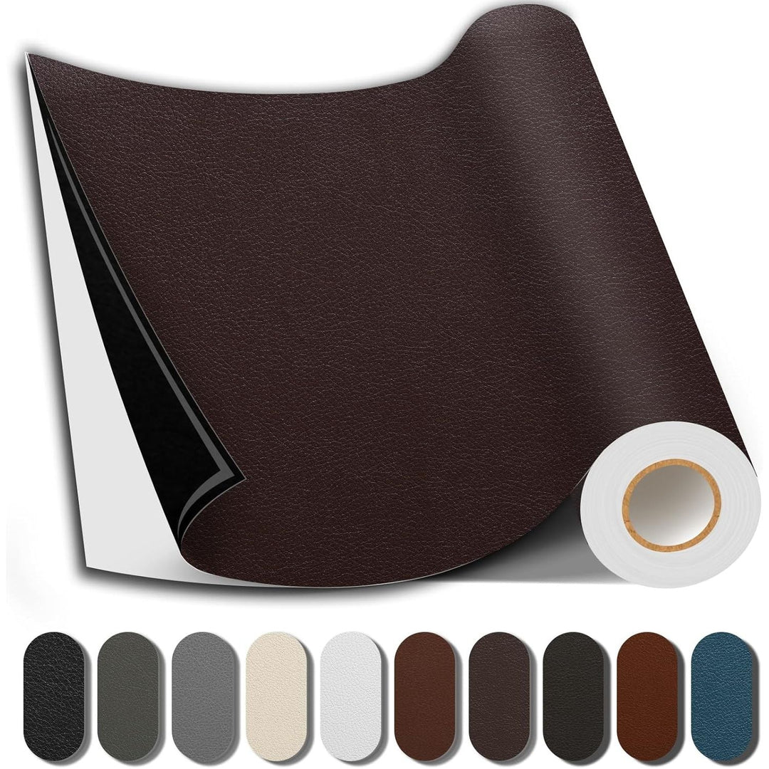 Leather Repair Kit, 17X79 inch Self Adhesive Leather Patch Waterproof, DIY Large Vinyl Patches for Couches, Furniture, Kitchen Cabinets, Wall （Dark Brown, 17X79 inch） - Just Closeouts Canada Inc.