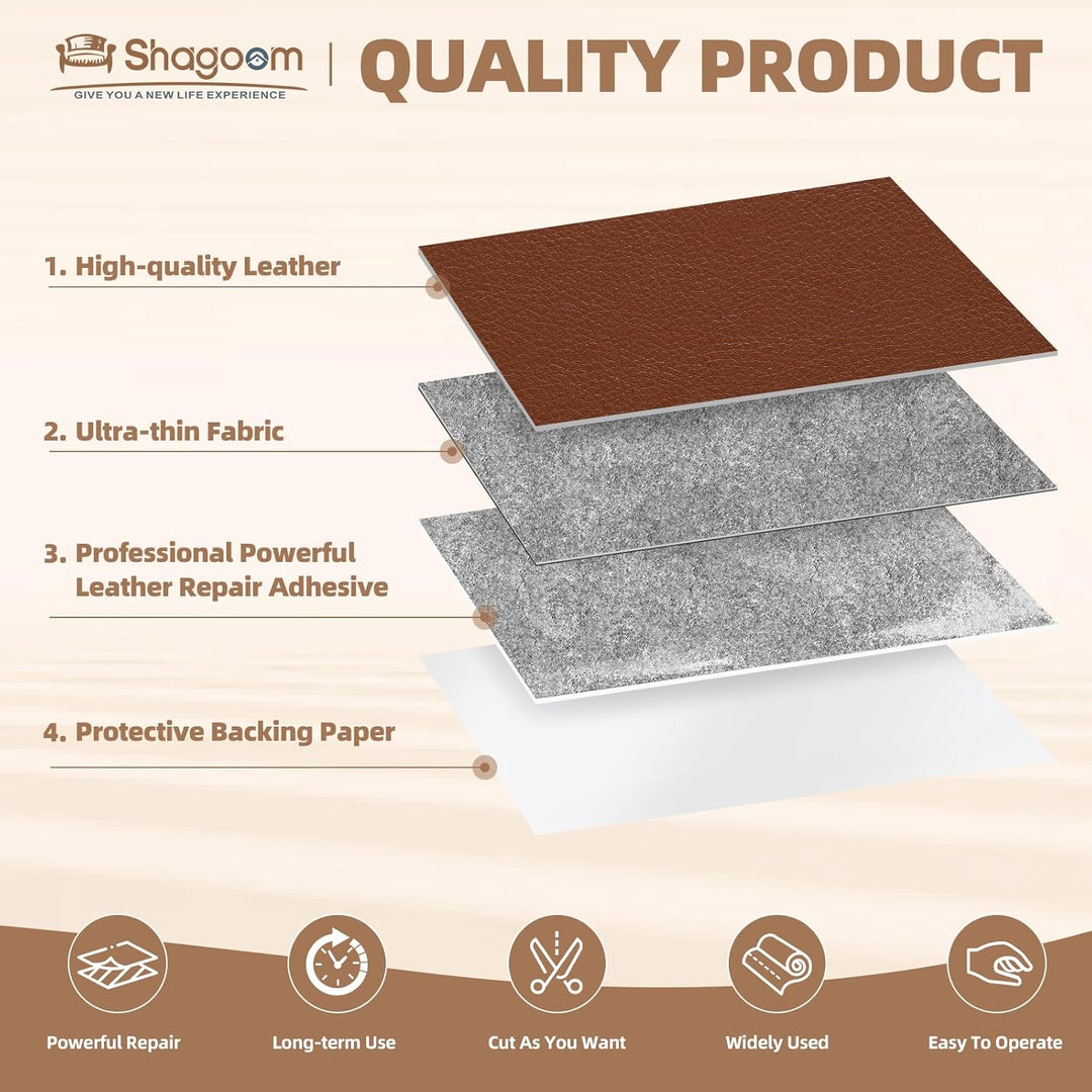 Leather Repair Patch, Self Adhesive Leather tape Waterproof, DIY Large Vinyl Patches for Couches, Furniture, Kitchen Cabinets, Wall （Light Brown, 3.5X79 inch） - Just Closeouts Canada Inc.