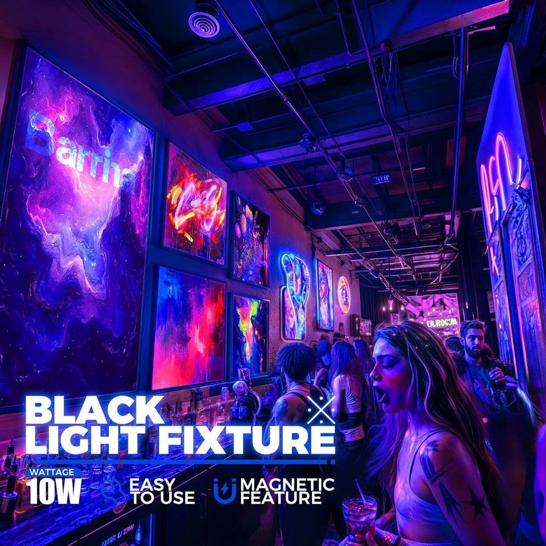 LED Black light 10W 1FT, Magnetic LED Black Lights for Glow Party, Fluorescent Tapestry Poster, UV Blacklight Halloween Decoration, Linkable UV Light, Plug with Built - in ON/Off Switch, 4 Packs - Just Closeouts Canada Inc.X003TEKMGR