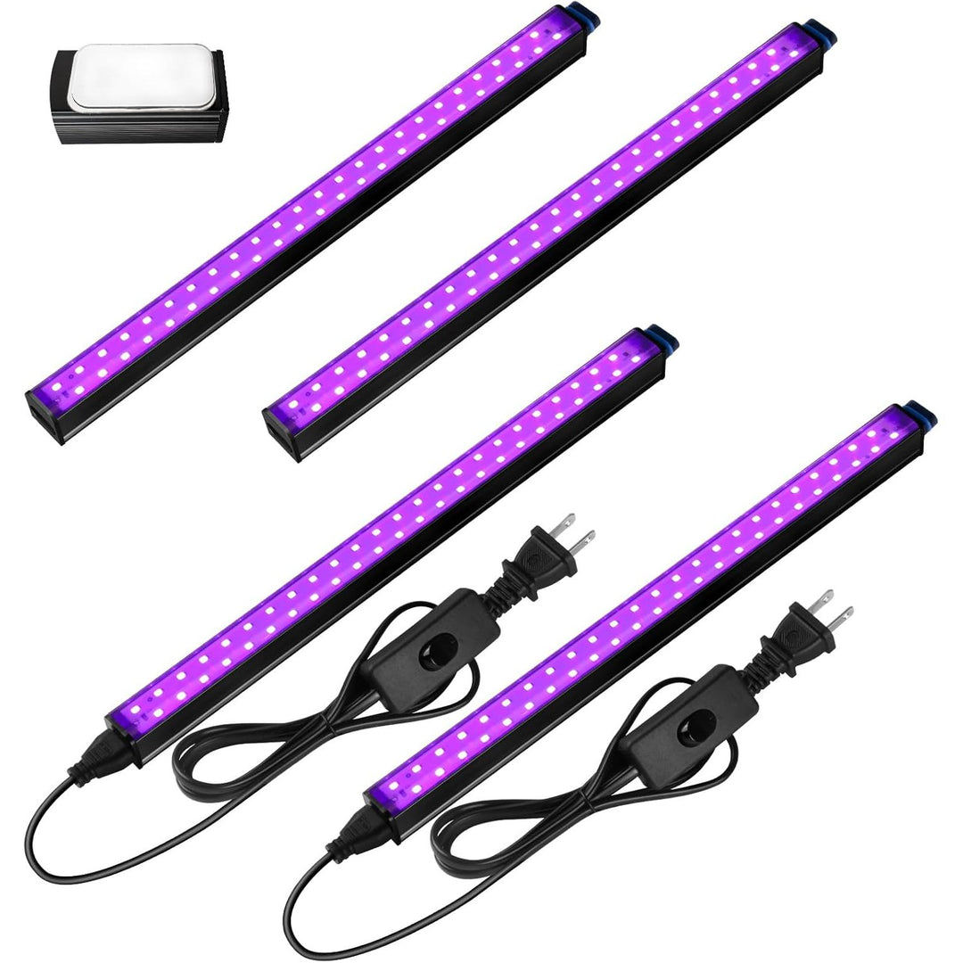 LED Black light 10W 1FT, Magnetic LED Black Lights for Glow Party, Fluorescent Tapestry Poster, UV Blacklight Halloween Decoration, Linkable UV Light, Plug with Built - in ON/Off Switch, 4 Packs - Just Closeouts Canada Inc.X003TEKMGR