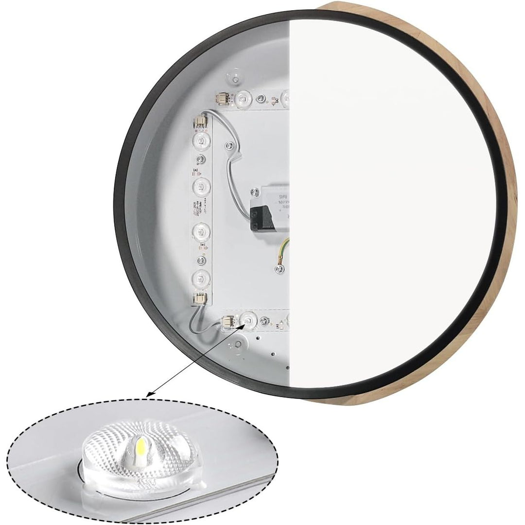 LED Ceiling Lights,LuFun 12 Inch Black Modern Flush Mount Lighting Fixture,Round Shaped Wood Ceiling Lighting,30W,6500K Cool White - Just Closeouts Canada Inc.