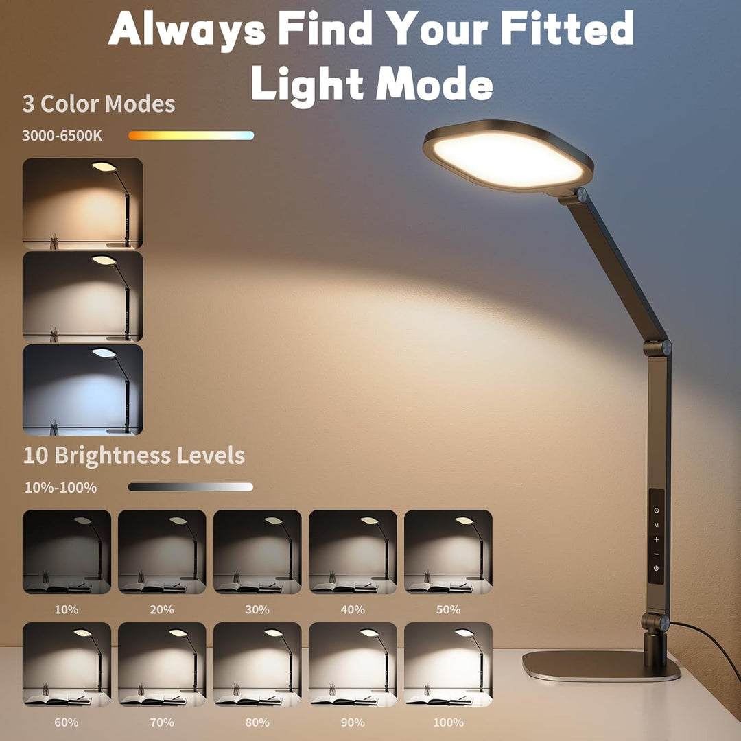 LED Desk Lamp for Home Office, 15W Computer Zoom Lighting with Swing Arm, Memory & Timer Function, Dimmable Desktop Ring Light for Video Calls, Conference, Reading, Streaming, Podcasting, Black - Just Closeouts Canada Inc.
