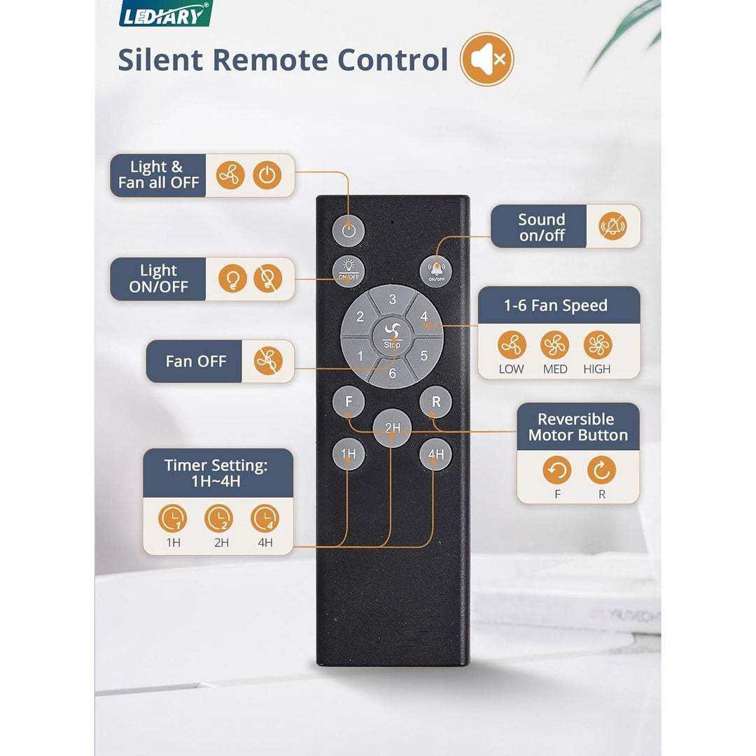 LEDIARY Caged Low Profile Ceiling Fan with Lights and Remote, Rustic Square Flush Mount, 6 Speed and Reversible, Small Farmhouse Bladeless Ceiling Fan for Bedroom, Kitchen, Dining Room - Just Closeouts Canada Inc.