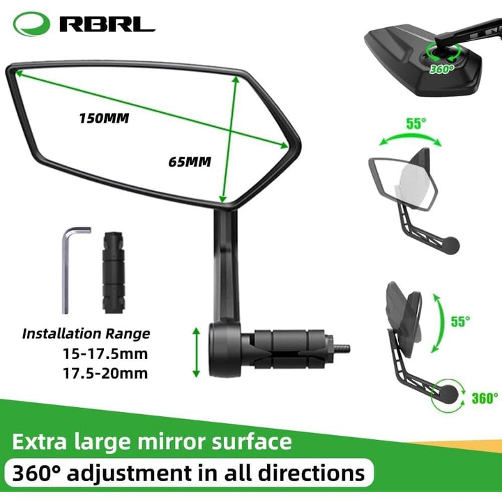 Left-Side Adjustable Bar-End Bicycle Mirror - Just Closeouts Canada Inc.