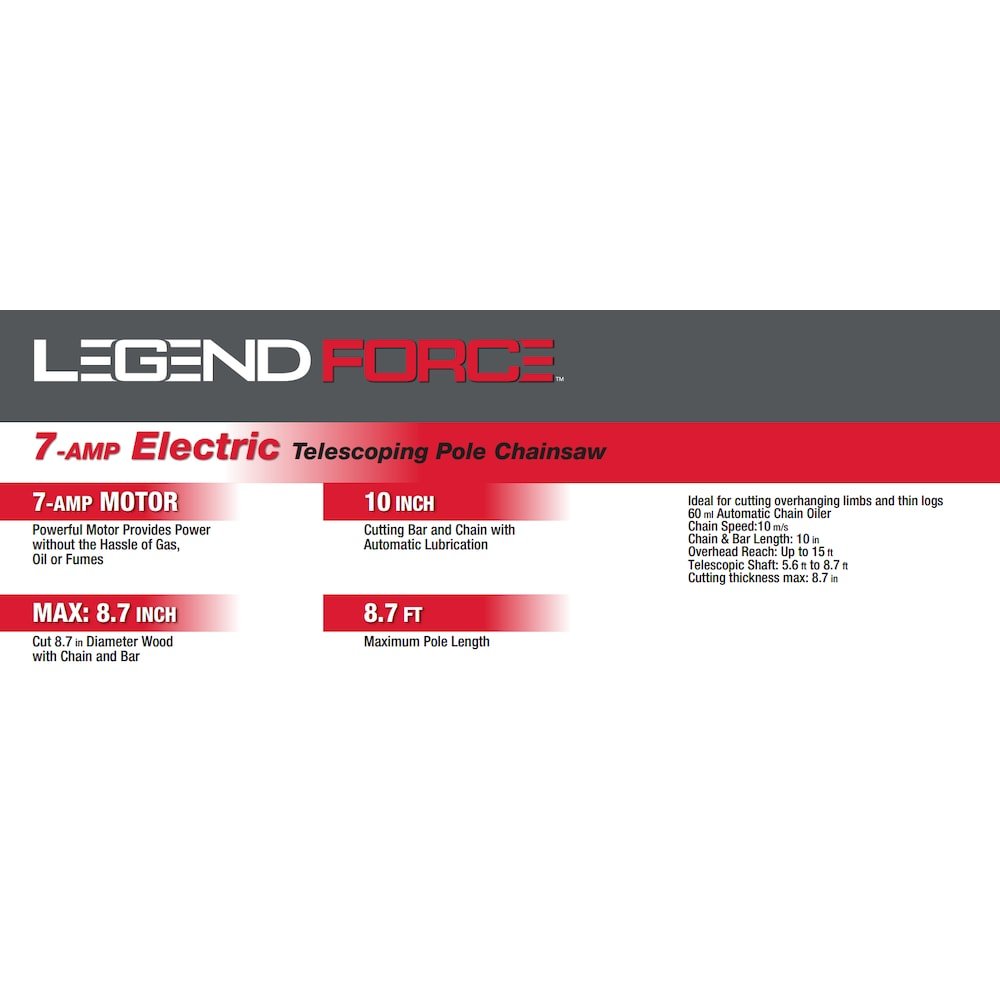 Legend Force 10 - inch 7 Amp Corded Electric Telescoping Pole Chain Saw - Just Closeouts Canada Inc.