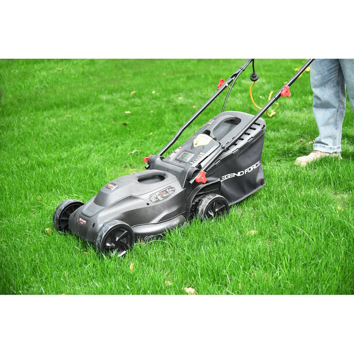Legend Force 13.4 - inch 12 Amp Corded Electric Walk Behind Push Lawn Mower with Height Adjustment & Removable Bag - Just Closeouts Canada Inc.