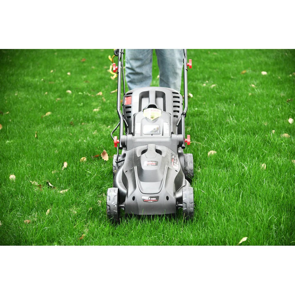 Legend Force 13.4 - inch 12 Amp Corded Electric Walk Behind Push Lawn Mower with Height Adjustment & Removable Bag - Just Closeouts Canada Inc.