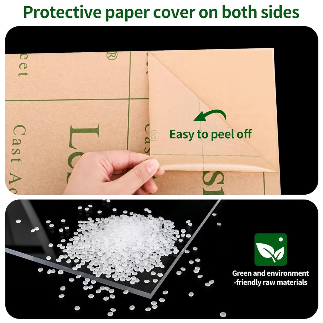 Lesnlok 2 Pieces 12 x 16 Acrylic Sheet 1/4 inch Thick 6mm Clear Plexiglass Sheet, for Sign,Craft, Photo Frame, DIY Display Projects… (2, 12 x 16 x 1/4) - Just Closeouts Canada Inc.