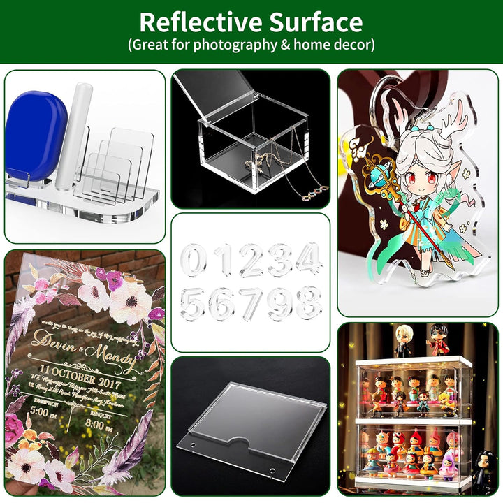Lesnlok 2 Pieces 8 x 12 Acrylic Sheet 1/4 inch Thick 6mm Clear Plexiglass Sheet, for Sign,Craft, Photo Frame, DIY Display Projects… (2, 8 x 12 x 1/4) - Just Closeouts Canada Inc.