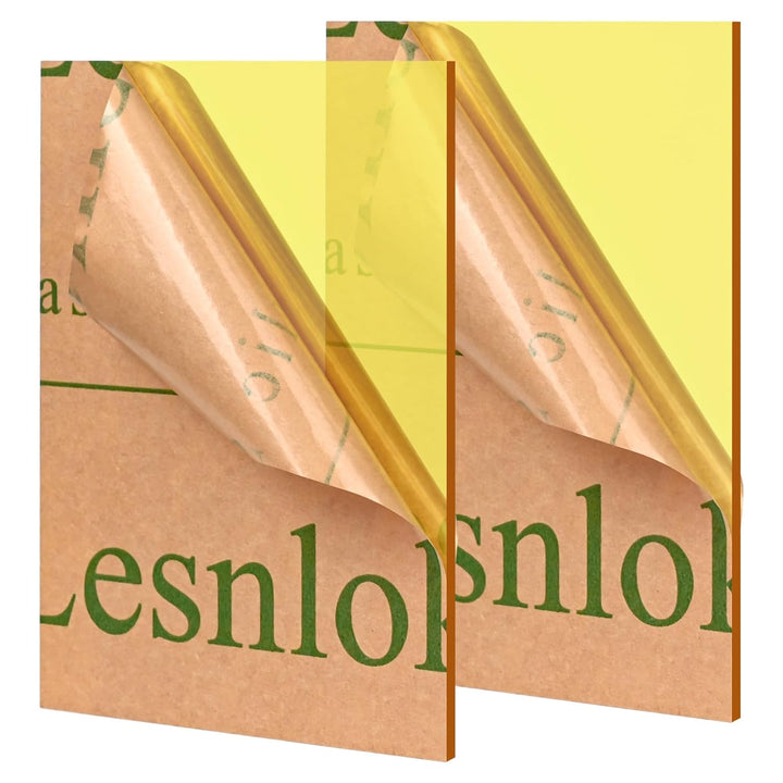 Lesnlok Yellow Acrylic Sheets 1/8 inch Thick 3mm 2 Pack 8 x 12 Clear Yellow Plexiglass Sheets,for Sign,Craft,Painting,Laser Cutting,DIY Display Projects… (2, yellow, 8"x 12") - Just Closeouts Canada Inc.