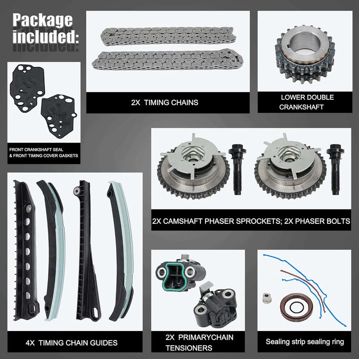 LEVANLIGHT | Engine Timing Chain Kit Cam Phaser Camshaft Drive Phaser Repair Kit | For 2004 - 2013 5.4L 3V 24 Valve Triton Ford Expedition, F - 150, F - 250, F - 350 Super Duty, Lincoln Mark LT, Navigator - Just Closeouts Canada Inc.