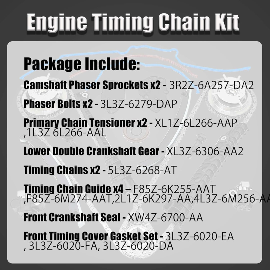 LEVANLIGHT | Engine Timing Chain Kit Cam Phaser Camshaft Drive Phaser Repair Kit | For 2004 - 2013 5.4L 3V 24 Valve Triton Ford Expedition, F - 150, F - 250, F - 350 Super Duty, Lincoln Mark LT, Navigator - Just Closeouts Canada Inc.