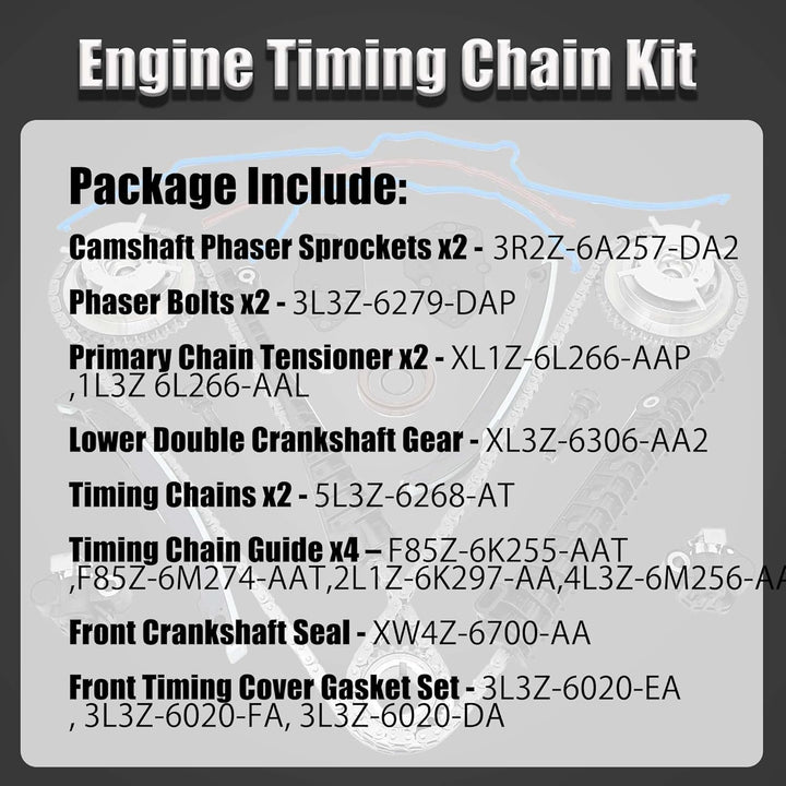 LEVANLIGHT | Engine Timing Chain Kit Cam Phaser Camshaft Drive Phaser Repair Kit | For 2004 - 2013 5.4L 3V 24 Valve Triton Ford Expedition, F - 150, F - 250, F - 350 Super Duty, Lincoln Mark LT, Navigator - Just Closeouts Canada Inc.