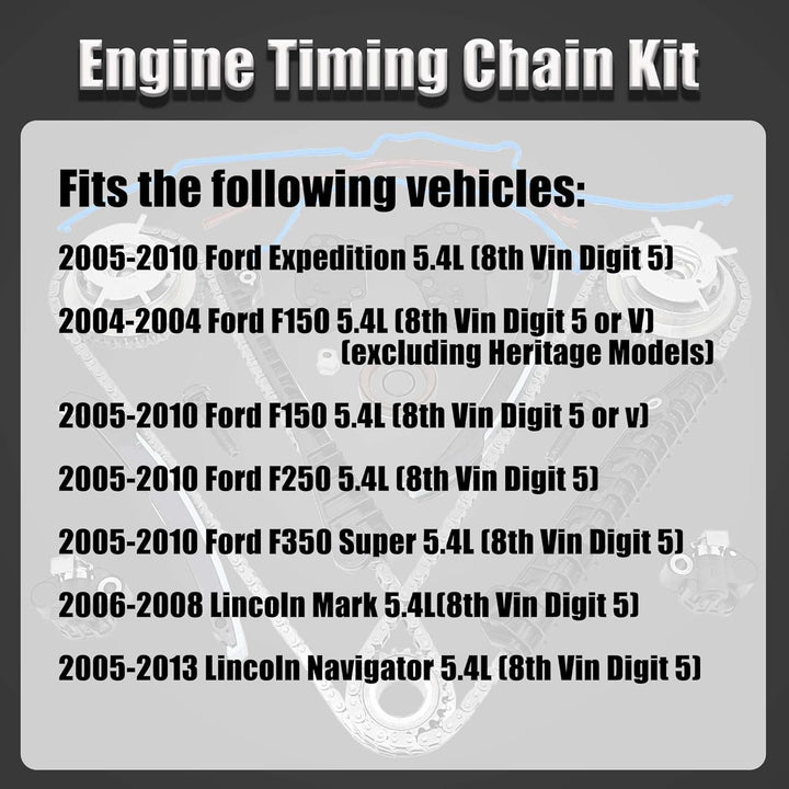 LEVANLIGHT | Engine Timing Chain Kit Cam Phaser Camshaft Drive Phaser Repair Kit | For 2004 - 2013 5.4L 3V 24 Valve Triton Ford Expedition, F - 150, F - 250, F - 350 Super Duty, Lincoln Mark LT, Navigator - Just Closeouts Canada Inc.