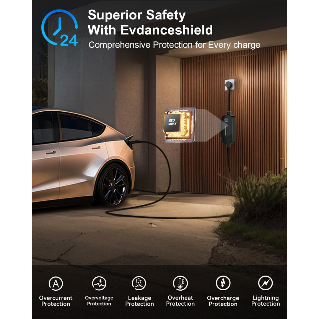 Level 1 & 2 NACS EV Charger, 12A/16A 110V-240V Portable Tesla Charger, 25FT Cable, CSA/cETL Certified Home Charger for Tesla Model Y/3/X/S/Cybertruck (Black) - Just Closeouts Canada Inc.X004GT4BH5