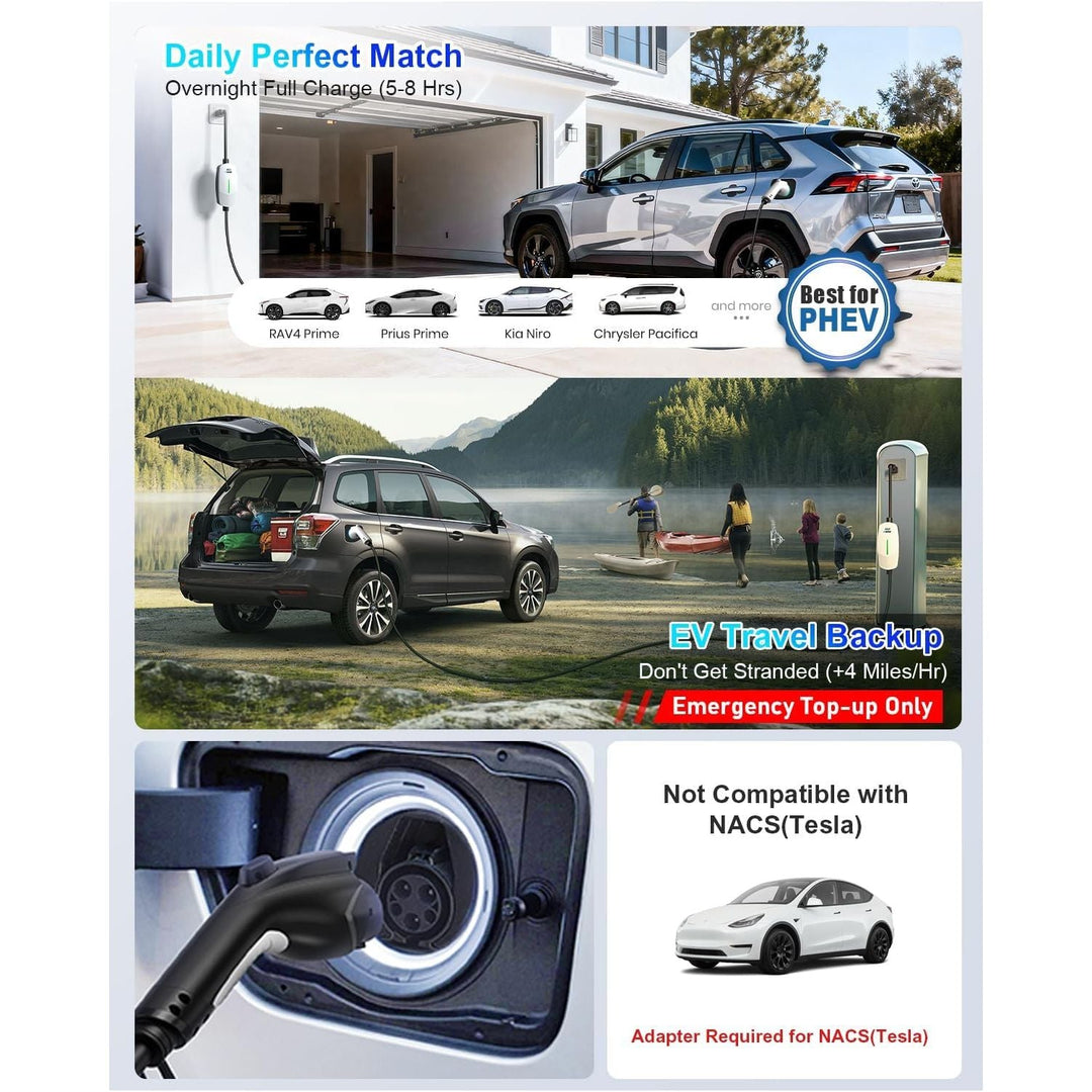 Level 1 EV Charger - J1772 Electric Car Charger with 25FT Cable, 16A 240V/12A 110V Portable EV Charger for Home, NEMA 6-20 & NEMA 5-15 Plug-in Hybrid Car Charger, IP66 Waterproof - Just Closeouts Canada Inc.X004FJF7AL