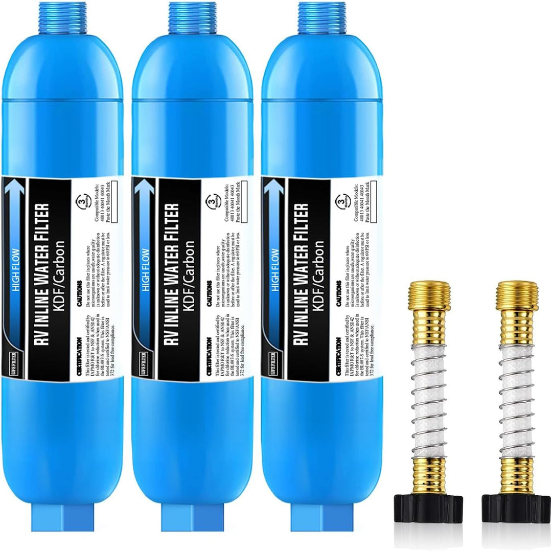 Lifefilter RV Inline Marine Water Filter, Reduces Chlorine, Bad Taste&Odor for RVs,NSF Certified with Flexible Hose Protector (Pack of 3) - Just Closeouts Canada Inc.