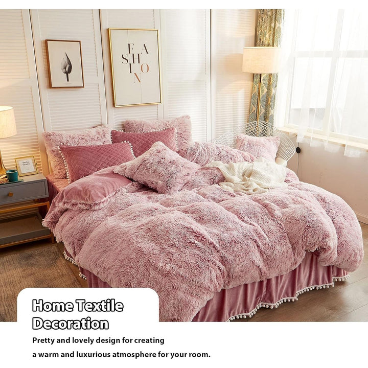 LIFEREVO 2 Pack Blush Pink Shaggy Plush Faux Fur Throw Pillow Covers,Zippered Fuzzy Decorative Pillow Case,Luxury Square Velvety Soft Cushion Case for Sofa Bedroom Car(Ombre Old Pink,18"x18") - Just Closeouts Canada Inc.