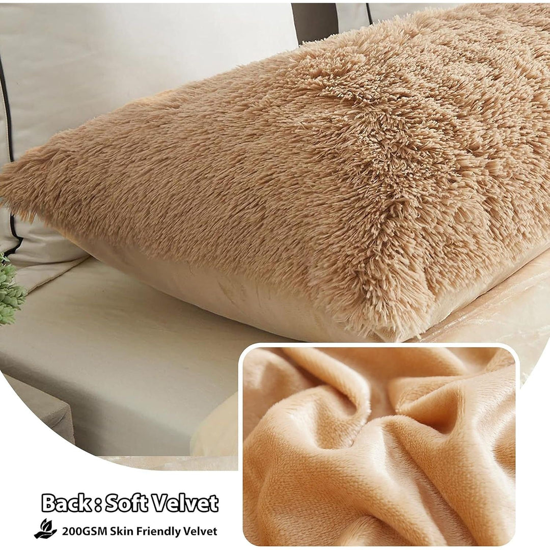 LIFEREVO Body Pillow Cover with Zipper Closure,Luxury Shaggy Ultra Soft Plush Faux Fur Pillowcase 20"x54" for Bed Couch,Microfiber Long Pillowshams for Adults Pregnant Women/Mother/Wife(Khaki) - Just Closeouts Canada Inc.