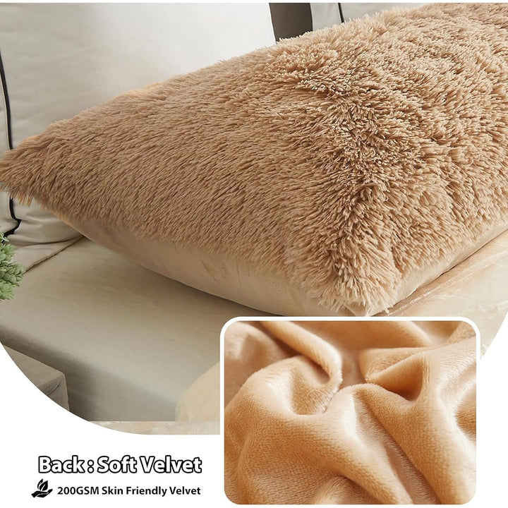 LIFEREVO Body Pillow Cover with Zipper Closure,Luxury Shaggy Ultra Soft Plush Faux Fur Pillowcase 20"x54" for Bed Couch,Microfiber Long Pillowshams for Adults Pregnant Women/Mother/Wife(Khaki) - Just Closeouts Canada Inc.