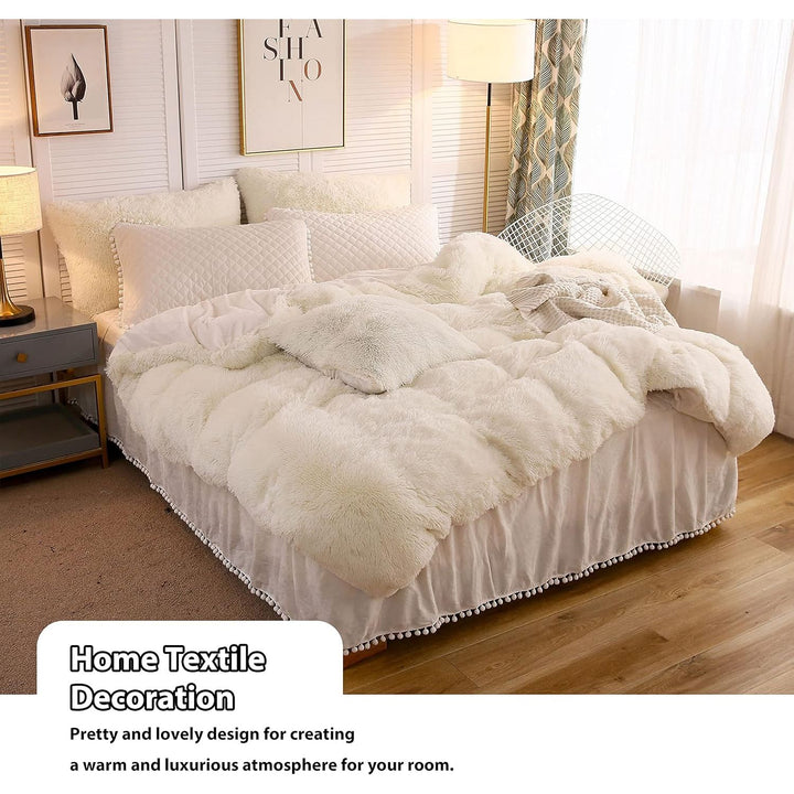 LIFEREVO Cream 2 Pack Shaggy Plush Faux Fur Pillow Shams,Decorative Throw Pillow Cover Velvety Luxury Pillowcases Decorations Soft Cushion Case for Sofa Bedroom Car(Light Beige,18"x18") - Just Closeouts Canada Inc.