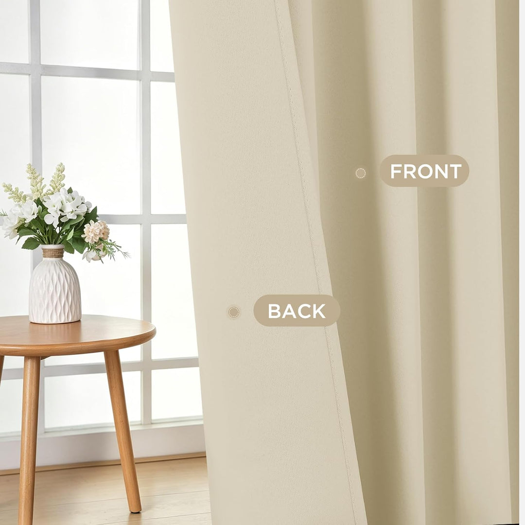 Light Beige Blackout Grommet Curtains, 2 Panels, 52 x 72 in - Just Closeouts Canada Inc.X0045A1P3X