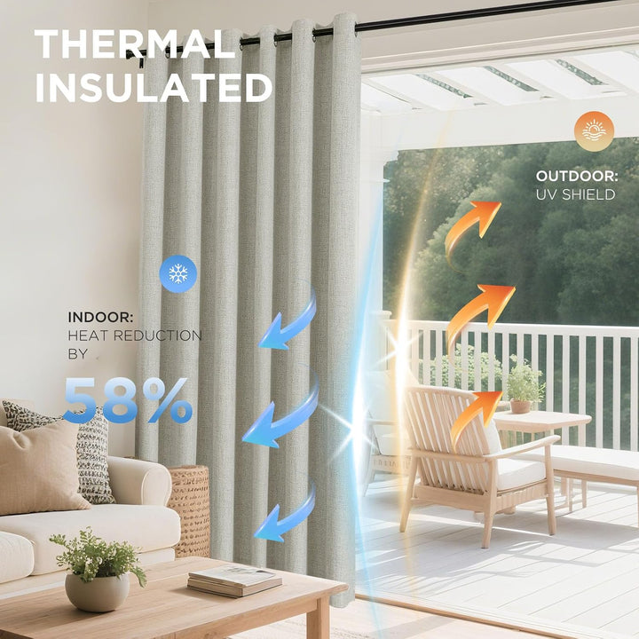 Light Beige Blackout Grommet Curtains, 2 Panels, 52 x 90 in - Just Closeouts Canada Inc.X003UMOH6T