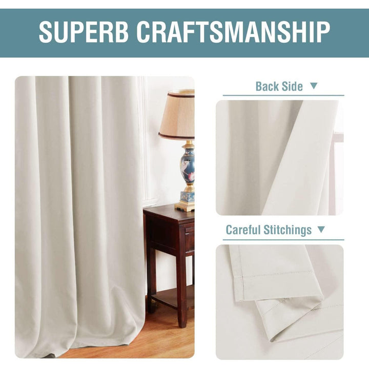 Light Blocking Curtain for Living Room Thermal Insulated Window Treatment Panel/Drape for Dining Room, Elegant Soft Curtain for Bedroom Grommet Top One Panel (Ivory - 52x96 Inches) - Just Closeouts Canada Inc.