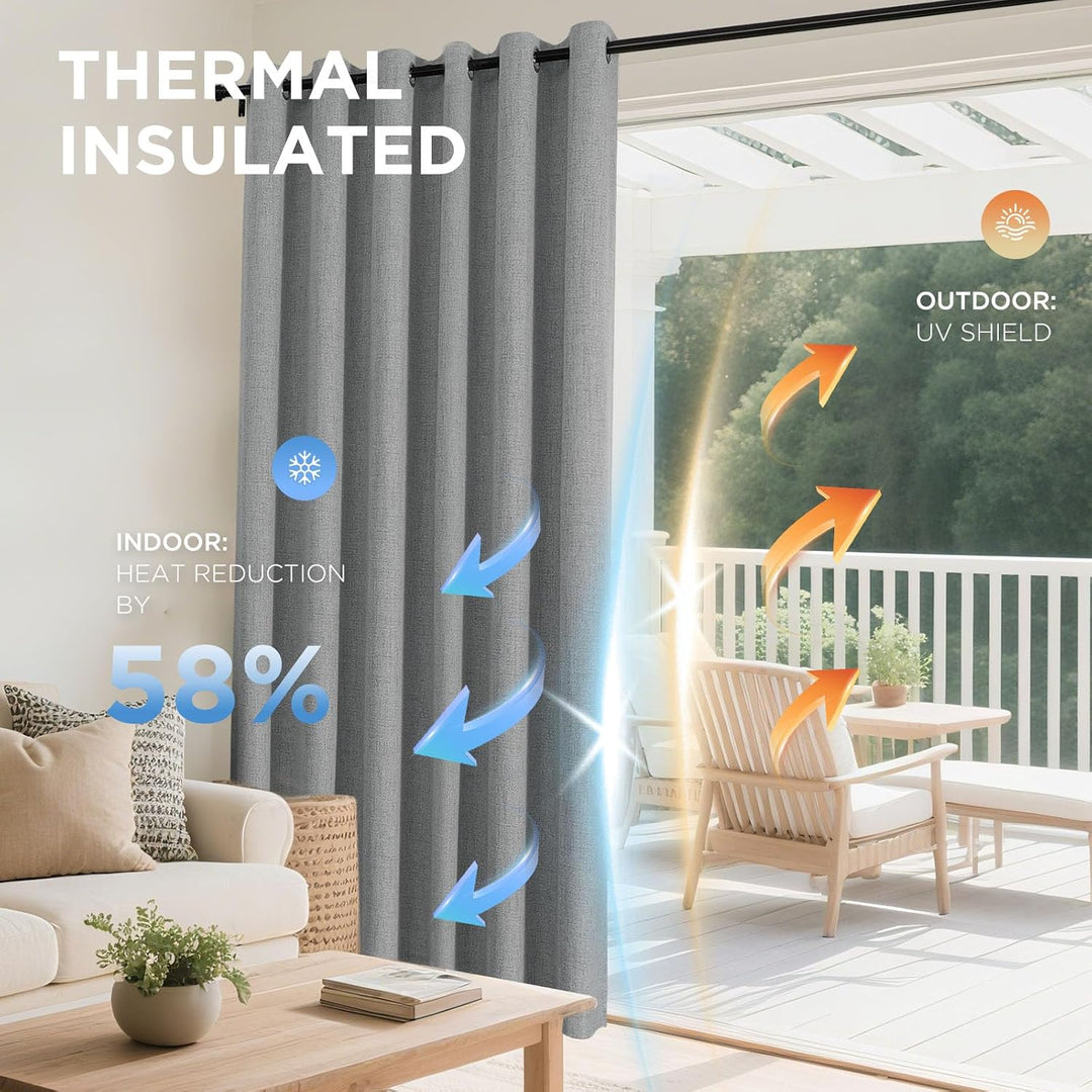 Light Grey Blackout Grommet Curtains, 2 Panels, 52 x 108 in - Just Closeouts Canada Inc.X003QH38V3
