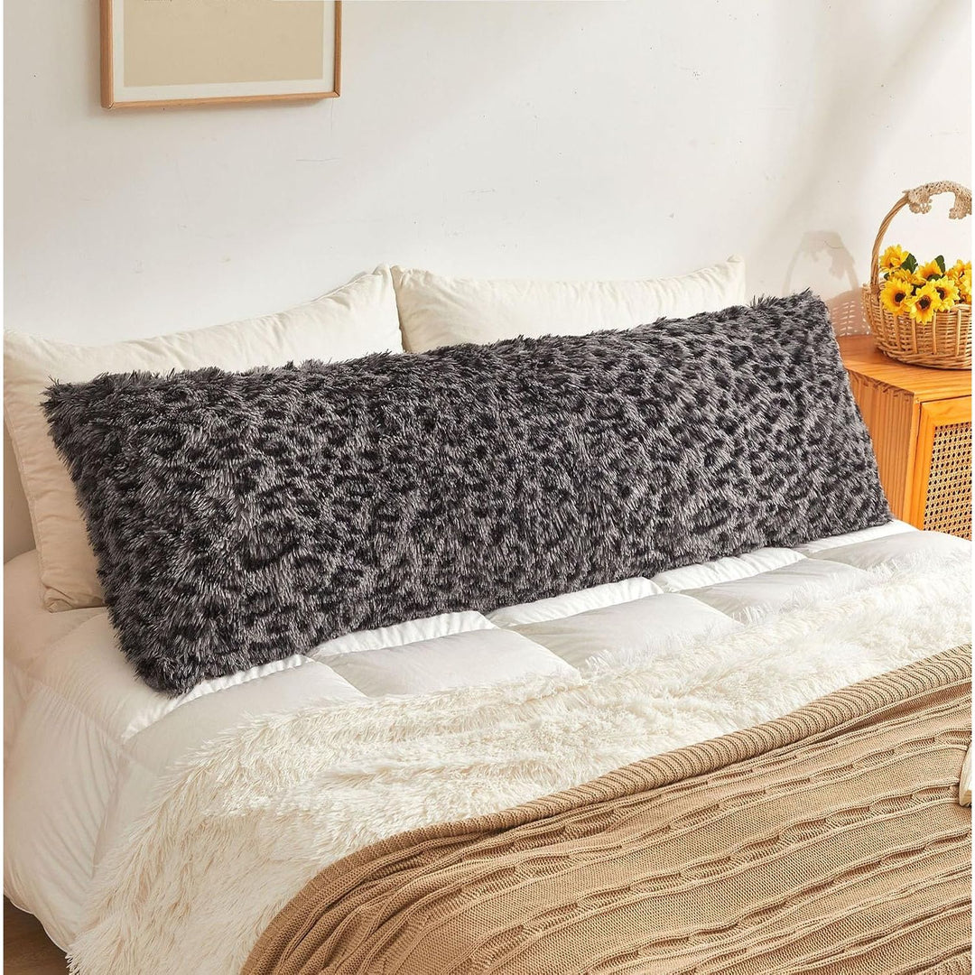Light Grey Leopard-Print Faux Fur Body Pillow Cover, 20 × 54 in - Just Closeouts Canada Inc.X004EUUMVZ