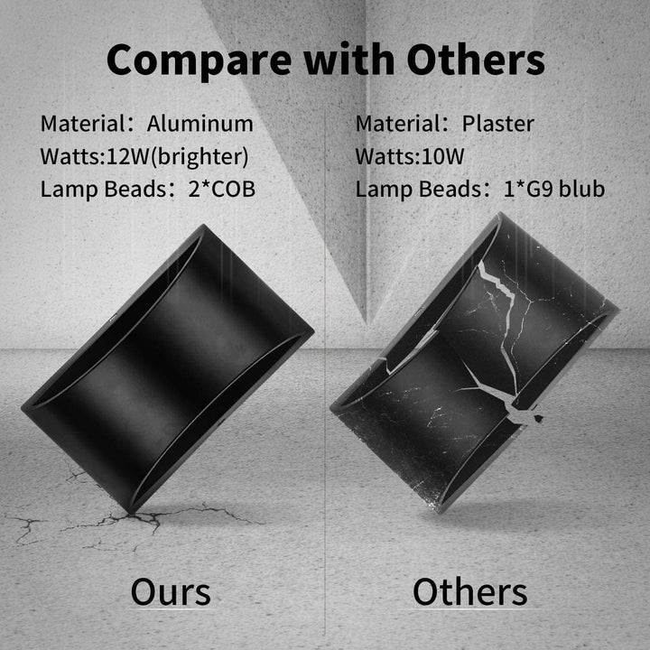 Lightess Dimmable LED Wall Sconce Modern Up Down Wall Lamp 12W Black Wall Mounted Light for Bedroom Hallway Living Room Stair, Warm White - Just Closeouts Canada Inc.