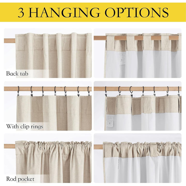 Linen-Blend Blackout Curtains, Natural, 52 x 84 in, 2 Panels - Just Closeouts Canada Inc.