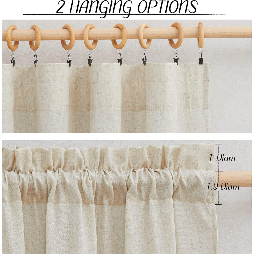 Linen-Blend Semi-Sheer Curtains, Natural, 55 x 90 in, 2 Panels - Just Closeouts Canada Inc.