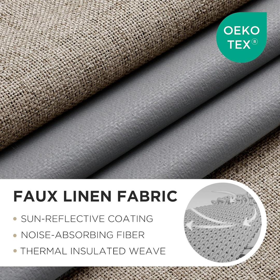 Linen-Colour Blackout Grommet Curtains, 2 Panels, 52 x 72 in - Just Closeouts Canada Inc.X002V2Z5CJ