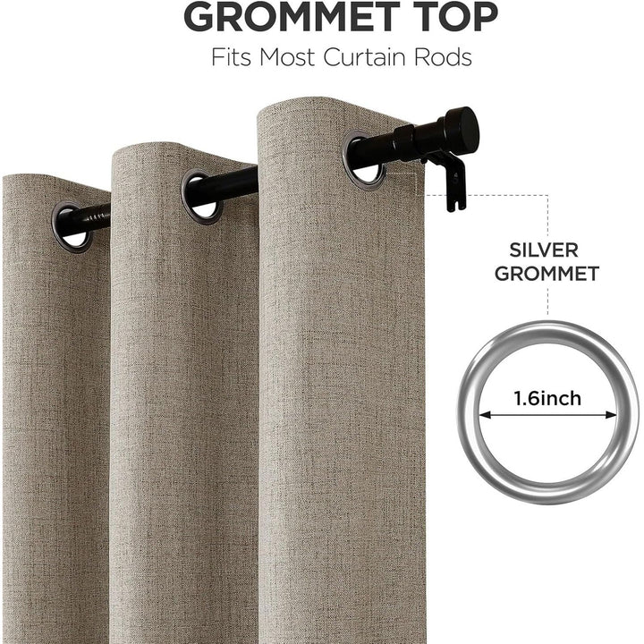 Linen-Colour Blackout Grommet Curtains, 2 Panels, 52 x 72 in - Just Closeouts Canada Inc.X002V2Z5CJ