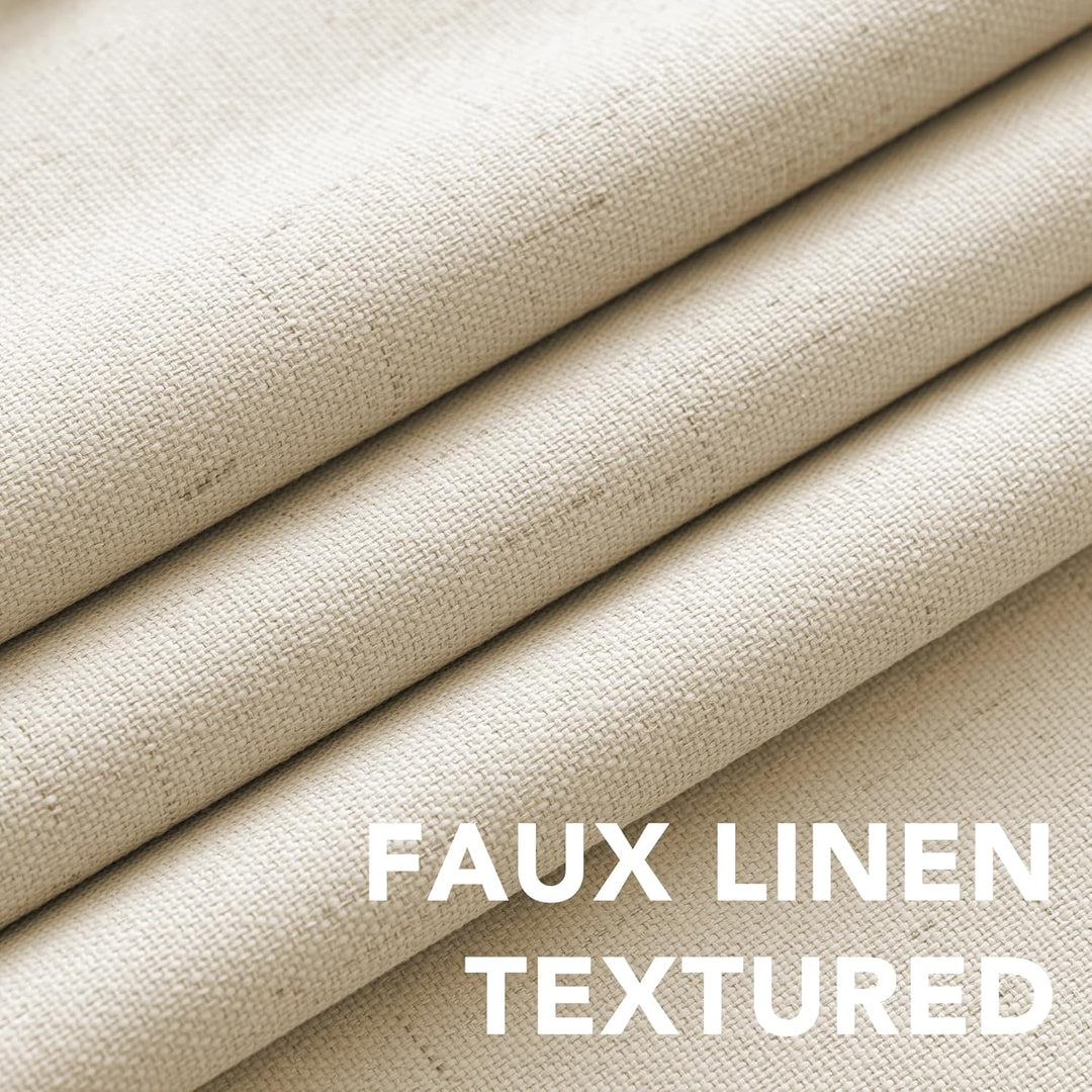 Linen-Look Blackout Curtains, Bleached Sand, 52 x 63 in, 2 Panels - Just Closeouts Canada Inc.