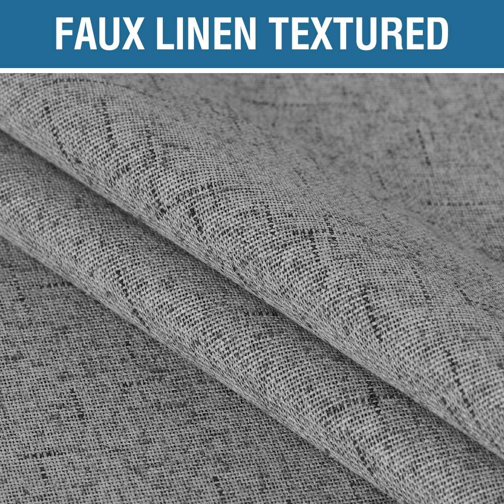 Linen-Look Blackout Curtains, Dove Grey, 52 x 84 in, 2 Panels - Just Closeouts Canada Inc.