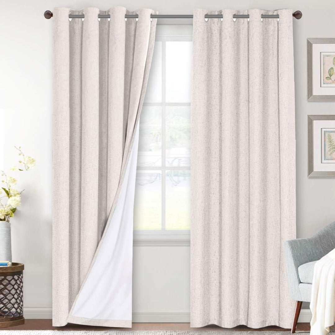 Linen-Look Blackout Curtains, Ivory, 52 x 84 in, 2 Panels - Just Closeouts Canada Inc.