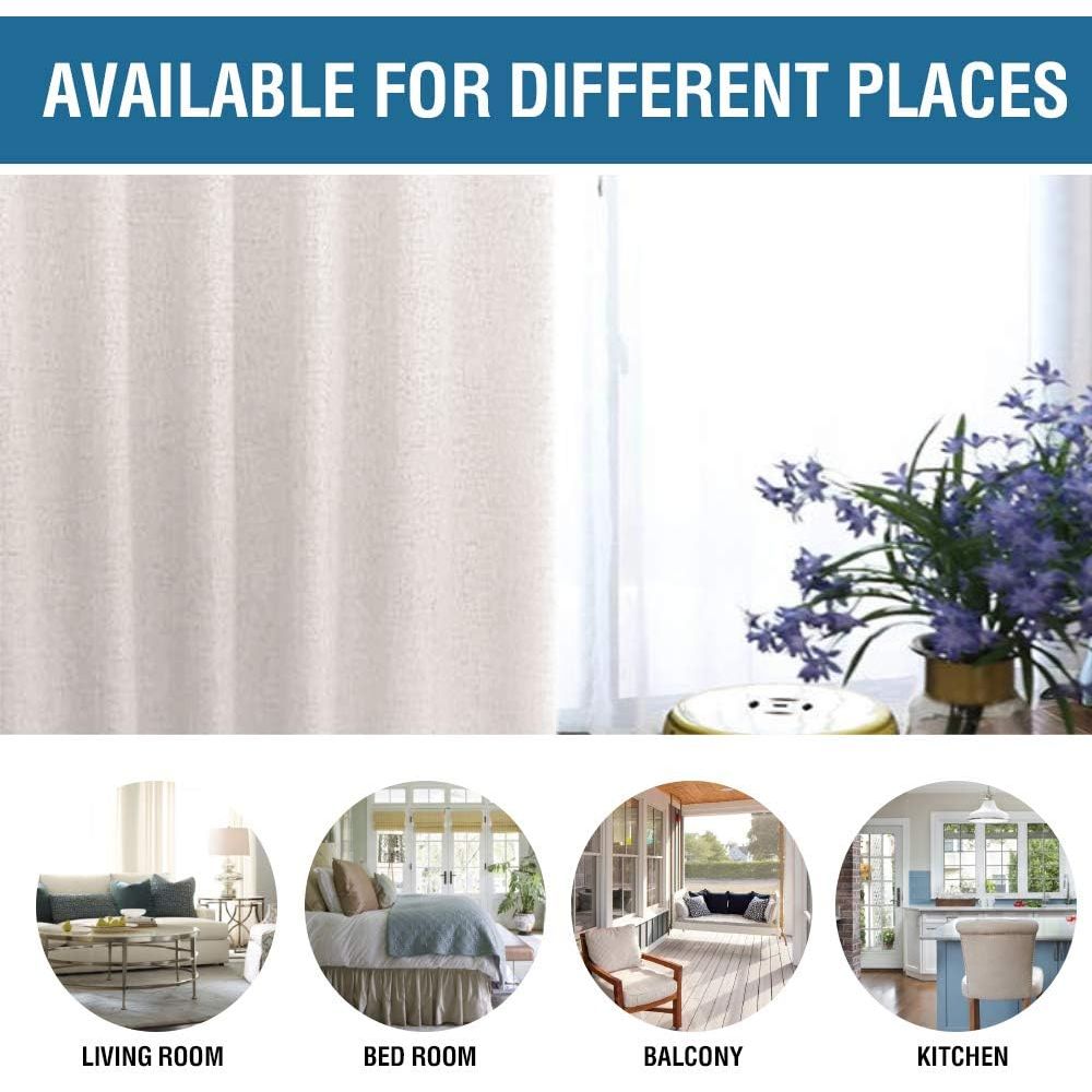 Linen-Look Blackout Curtains, Ivory, 52 x 84 in, 2 Panels - Just Closeouts Canada Inc.