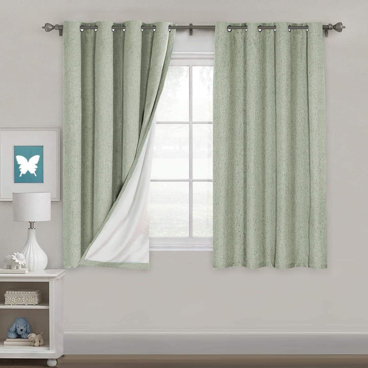 Linen-Look Blackout Curtains, Sage, 52 x 63 in, 2 Panels - Just Closeouts Canada Inc.