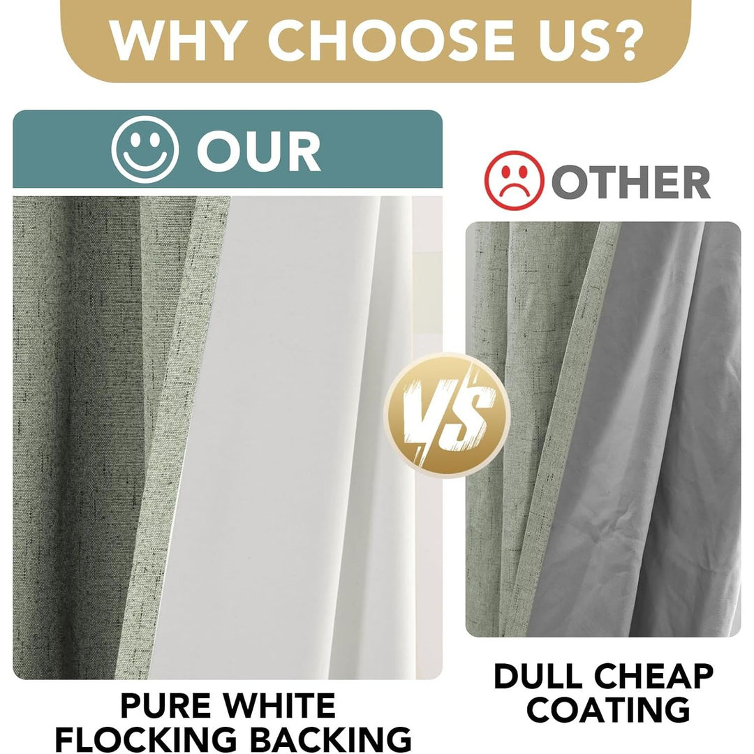 Linen-Look Blackout Curtains, Sage, 52 x 63 in, 2 Panels - Just Closeouts Canada Inc.